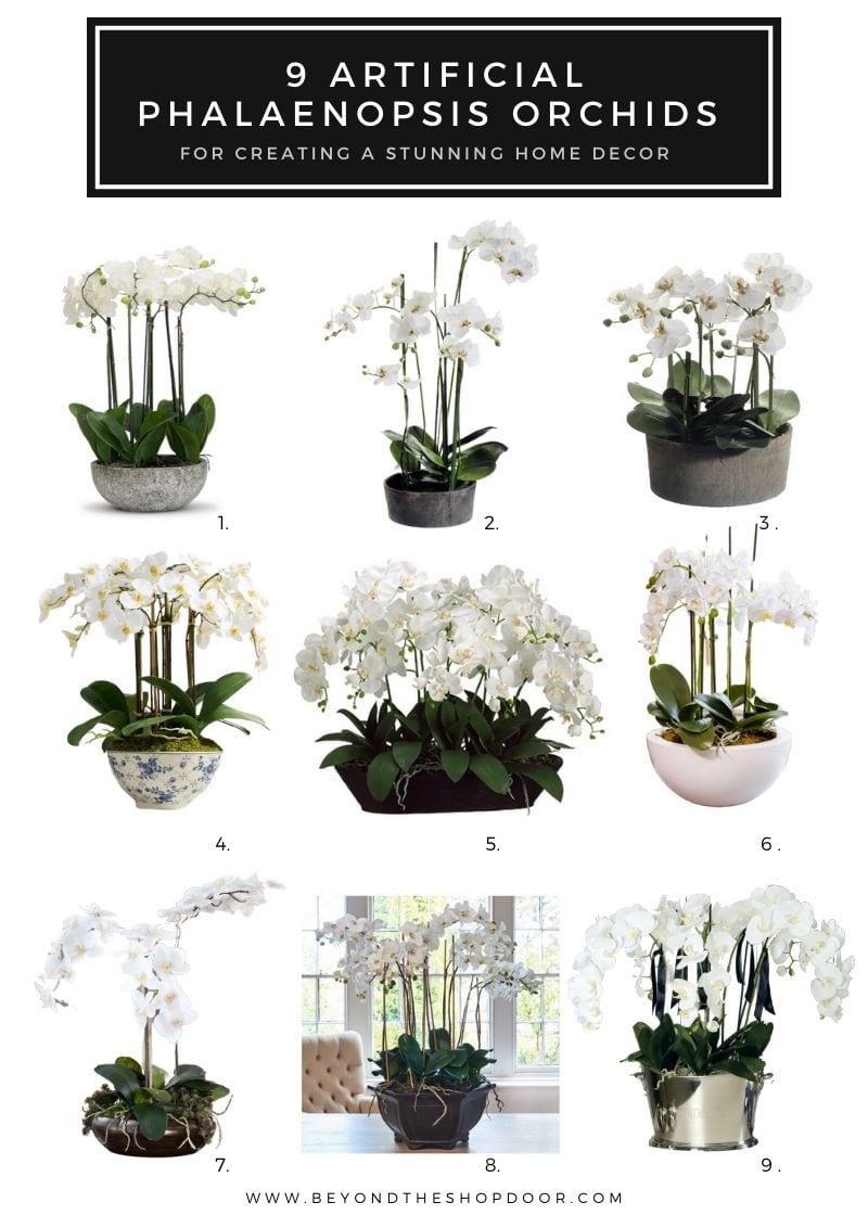 9 Artificial Phalaenopsis Orchids - Stunning Home Decor