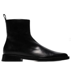 ANN DEMEULEMEESTER black flat leather ankle boots