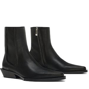 ZARA LEATHER COWBOY HEEL ANKLE BOOTS