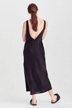 Juliette Hogan- Vera Dress  Drape Satin Black