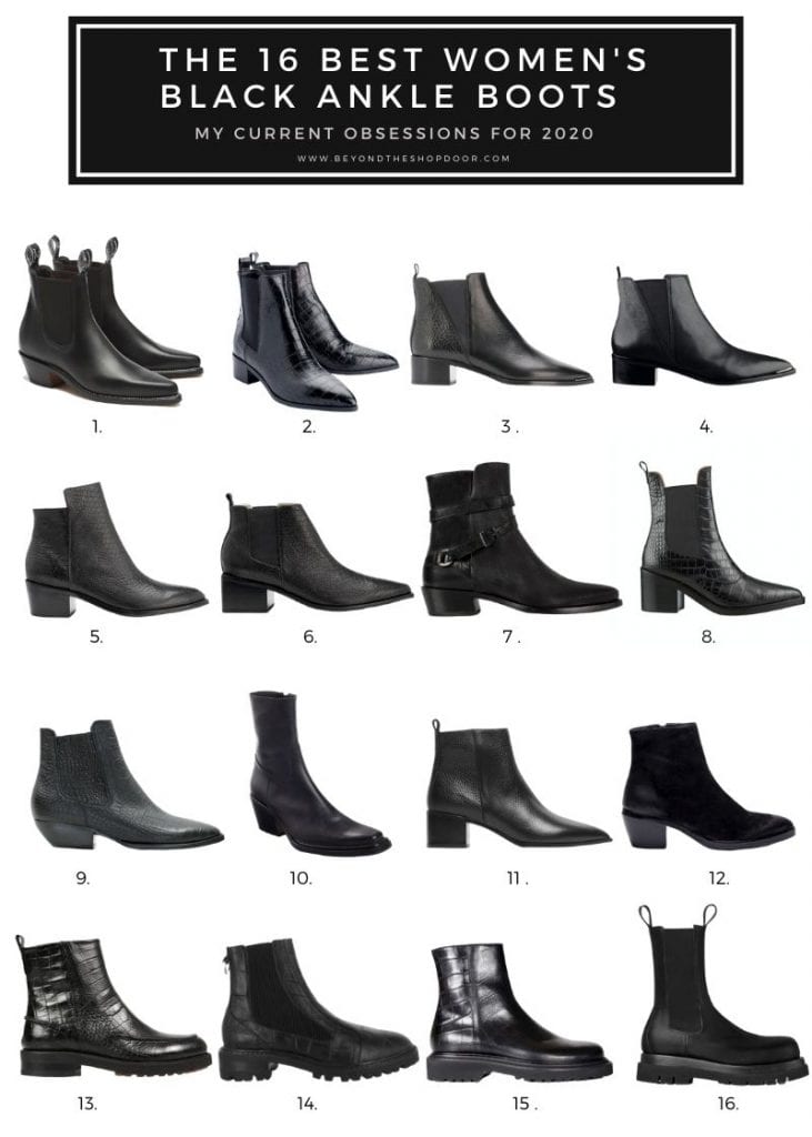 Picture Collage of The 16 Best Women's Black Ankle Boots for 2020