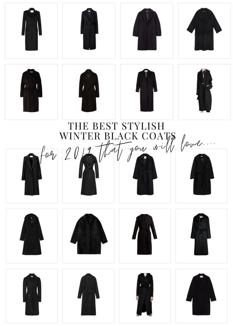 Stylish Black Winter Coats Collage