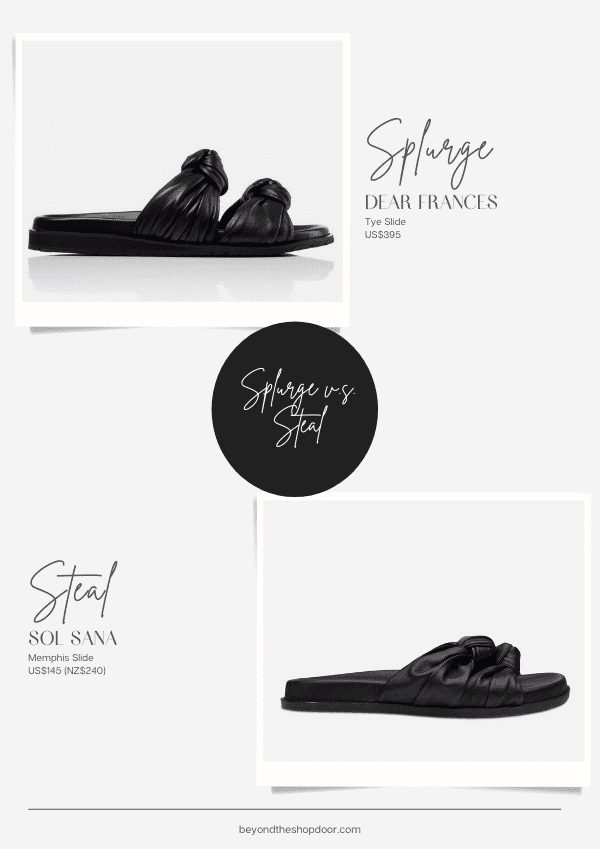 Splurge vs Steal Edit - Leather Knot Slides