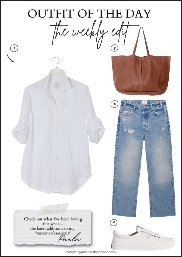 Boyfriend Linen Shirt Outfit of the Day.