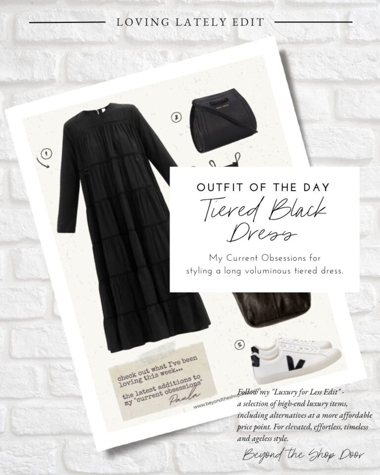 Effortless Voluminous Tiered Black Dress Outfit- Outfit of the Day Edit