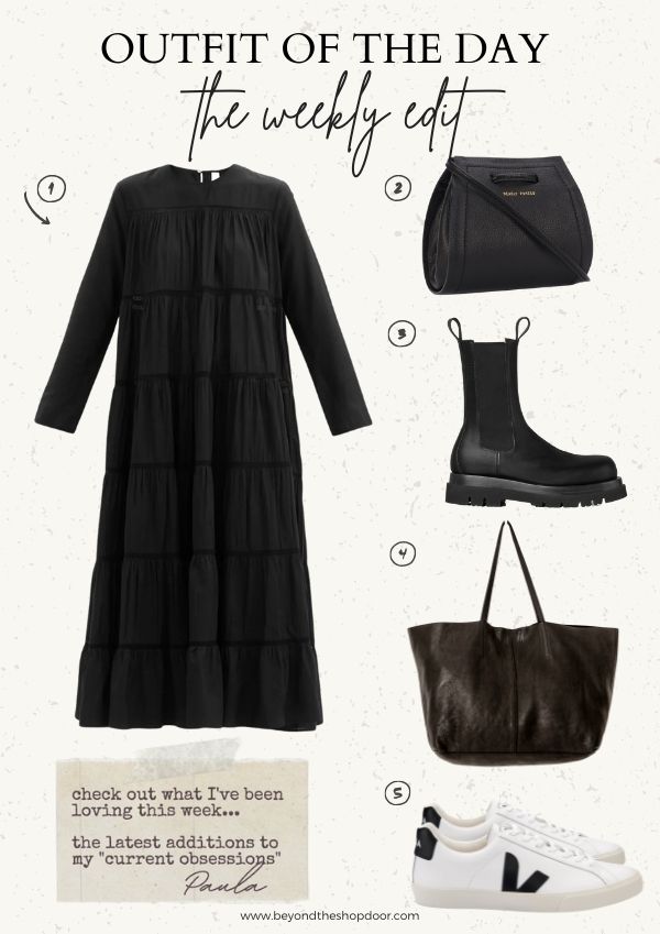 Effortless Voluminous Tiered Black Dress Outfit