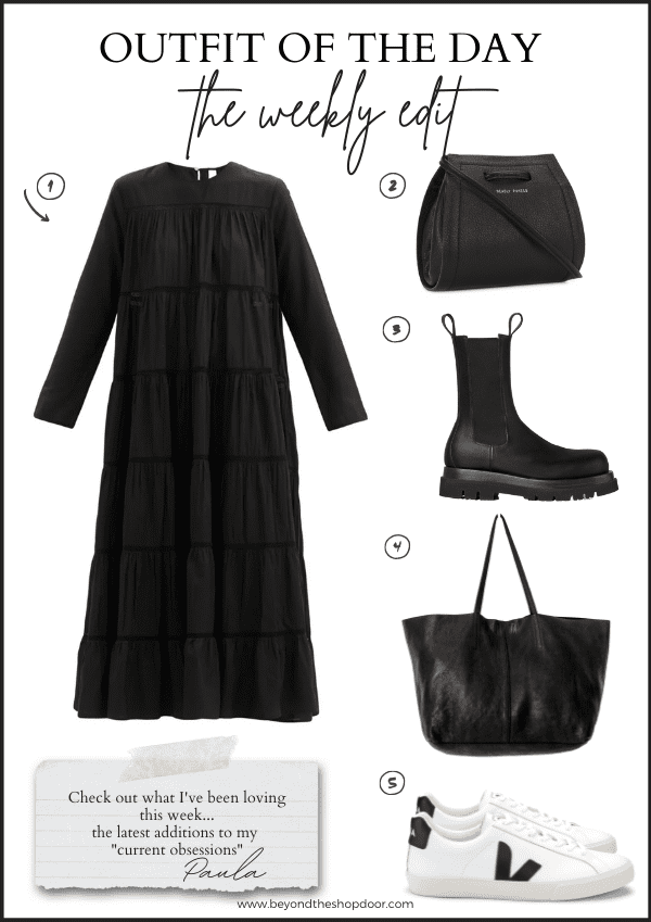 Effortless Voluminous Tiered Black Dress Outfit